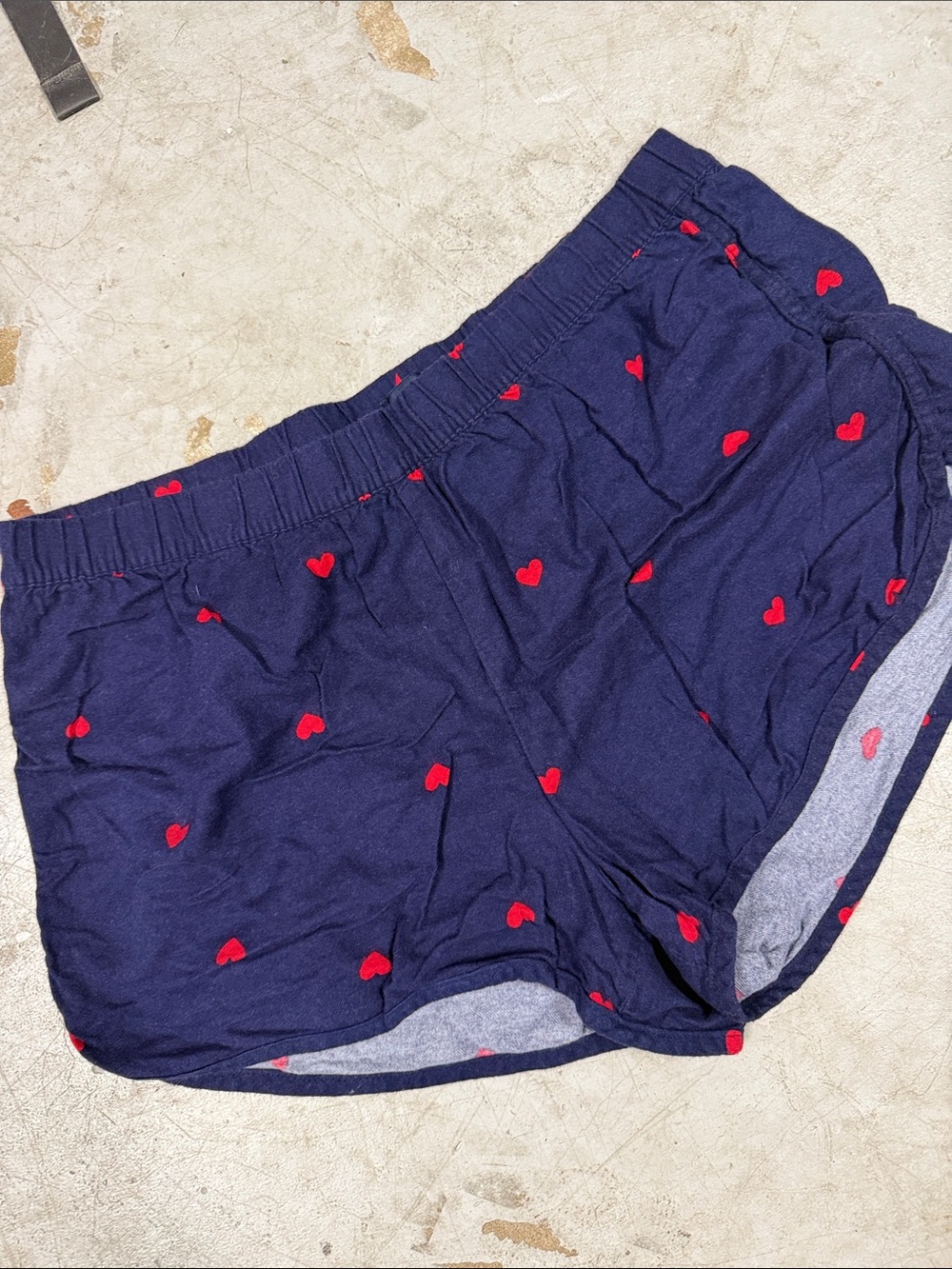 Women's Navy Shorts with Red Heart Print GAP Body Size Large PJ Bottoms